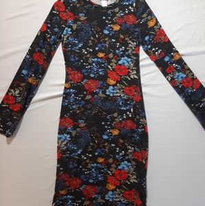 H&M Long Sleeve Bodycon Floral Dress Size S